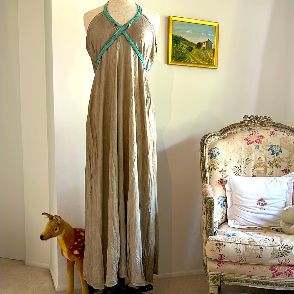 JOT maxi, beaded, feels like washed silk, viscose adjustable dress, One size